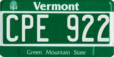 VT license plate CPE922
