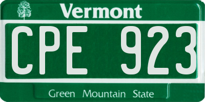 VT license plate CPE923