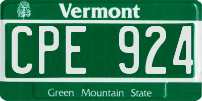 VT license plate CPE924