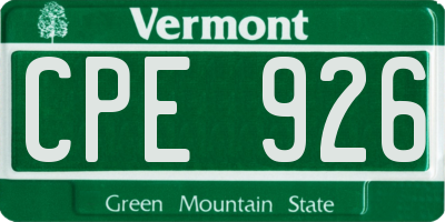 VT license plate CPE926