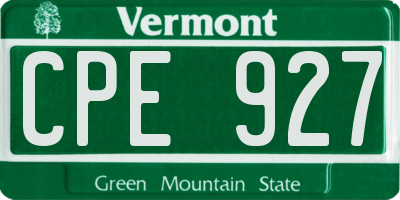 VT license plate CPE927