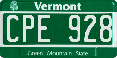 VT license plate CPE928