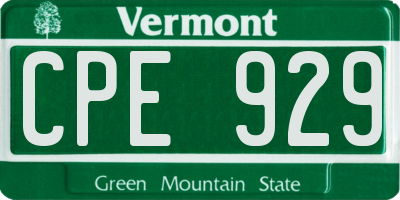 VT license plate CPE929