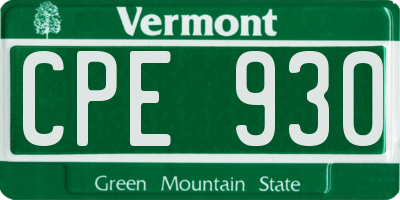 VT license plate CPE930