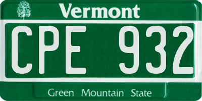 VT license plate CPE932