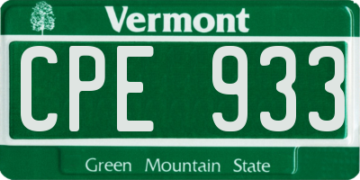 VT license plate CPE933