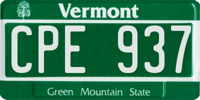 VT license plate CPE937