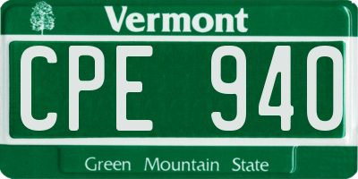 VT license plate CPE940