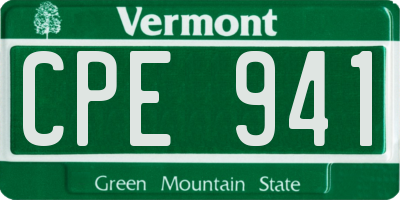 VT license plate CPE941