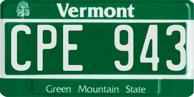 VT license plate CPE943