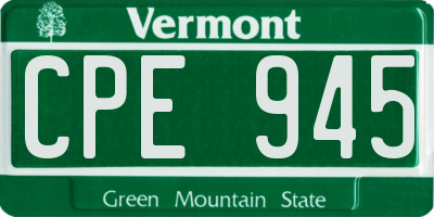 VT license plate CPE945