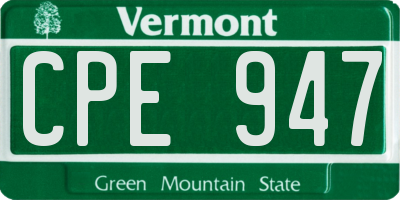 VT license plate CPE947
