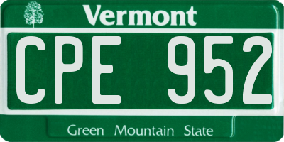 VT license plate CPE952