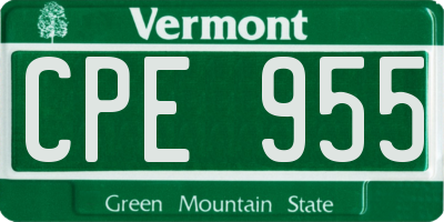VT license plate CPE955
