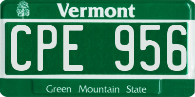 VT license plate CPE956
