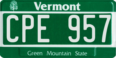 VT license plate CPE957