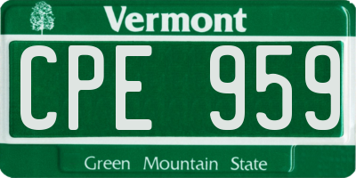 VT license plate CPE959
