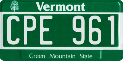 VT license plate CPE961