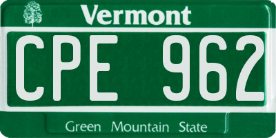 VT license plate CPE962