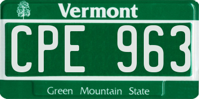 VT license plate CPE963