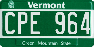 VT license plate CPE964