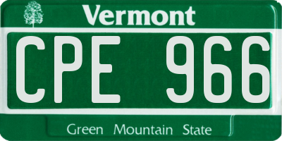 VT license plate CPE966