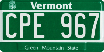 VT license plate CPE967