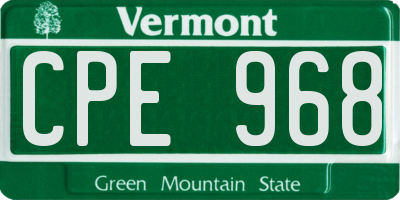 VT license plate CPE968
