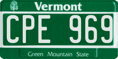 VT license plate CPE969