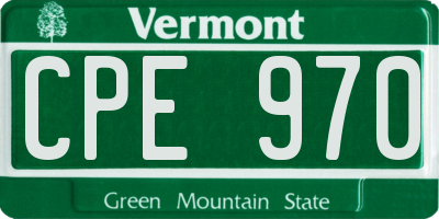 VT license plate CPE970
