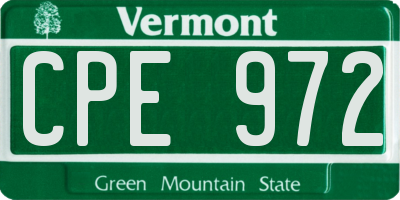VT license plate CPE972