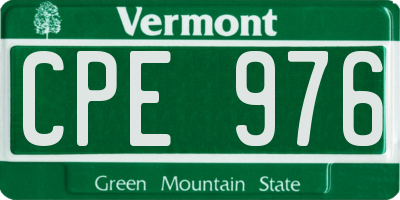 VT license plate CPE976