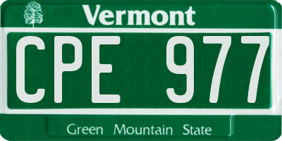 VT license plate CPE977