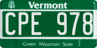 VT license plate CPE978