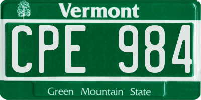 VT license plate CPE984