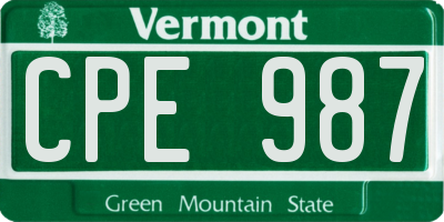 VT license plate CPE987