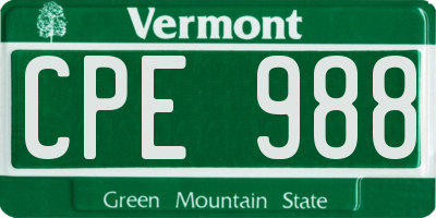 VT license plate CPE988