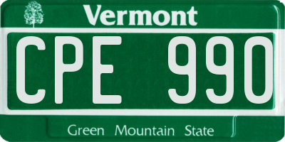 VT license plate CPE990