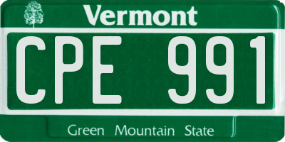 VT license plate CPE991