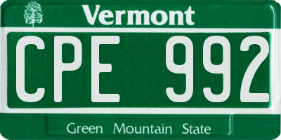 VT license plate CPE992