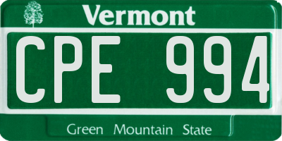 VT license plate CPE994