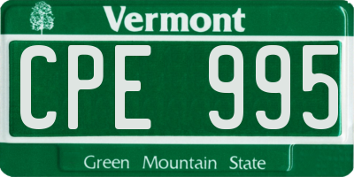 VT license plate CPE995