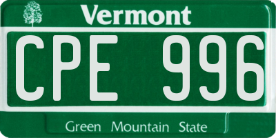 VT license plate CPE996