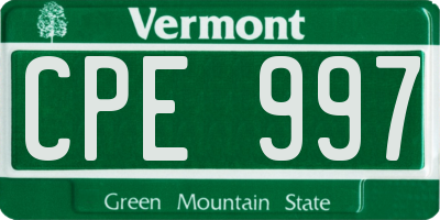 VT license plate CPE997