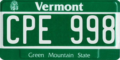 VT license plate CPE998