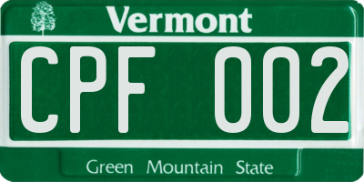 VT license plate CPF002