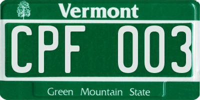 VT license plate CPF003