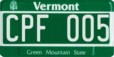 VT license plate CPF005