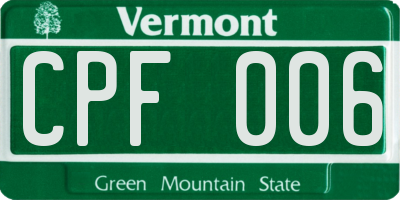 VT license plate CPF006