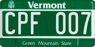 VT license plate CPF007